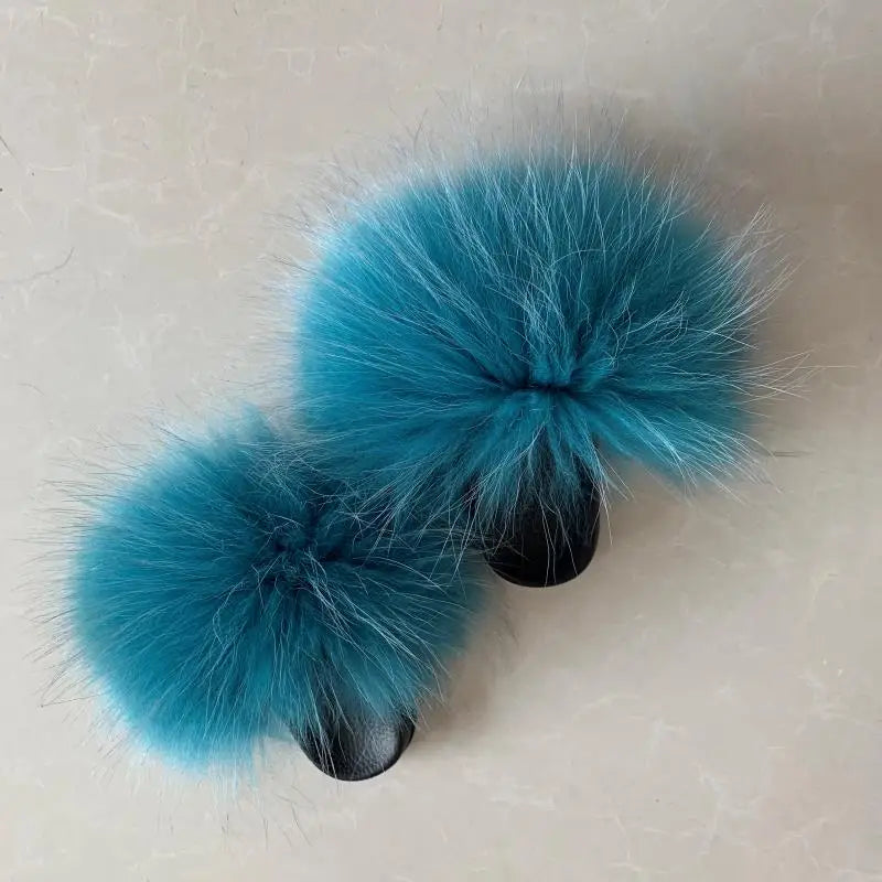 2020 Kids Real Fox Slippers Raccoon Slides Chinelos Menina Slippers Toddler Baby Girls Shoes fox fur slides fur slides for kids