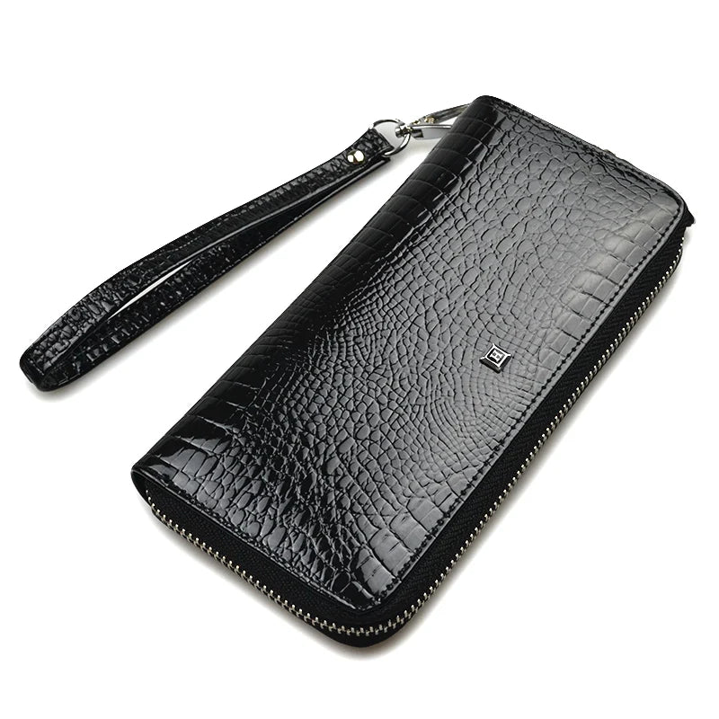 HH Genuine Leather Women Wallets Luxury Brand High Quality Fashion Girls Purse Card Holder New Design Long Wristlet Clutch