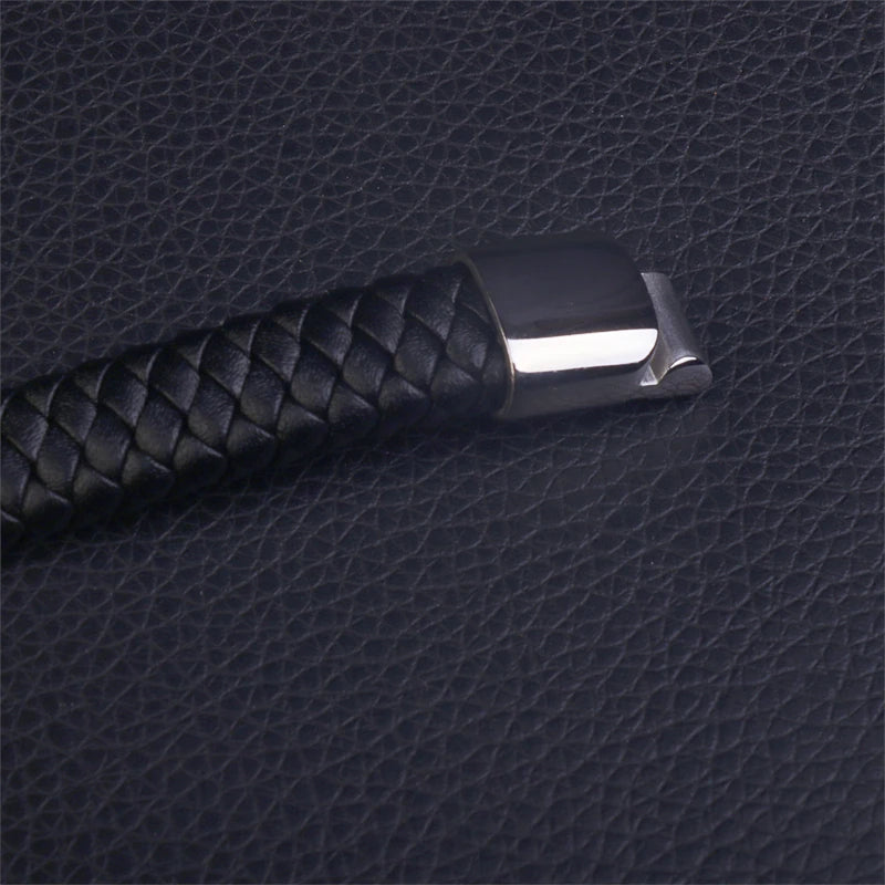 Leather & Metal Magnetic Clasp Fashion Bracelet