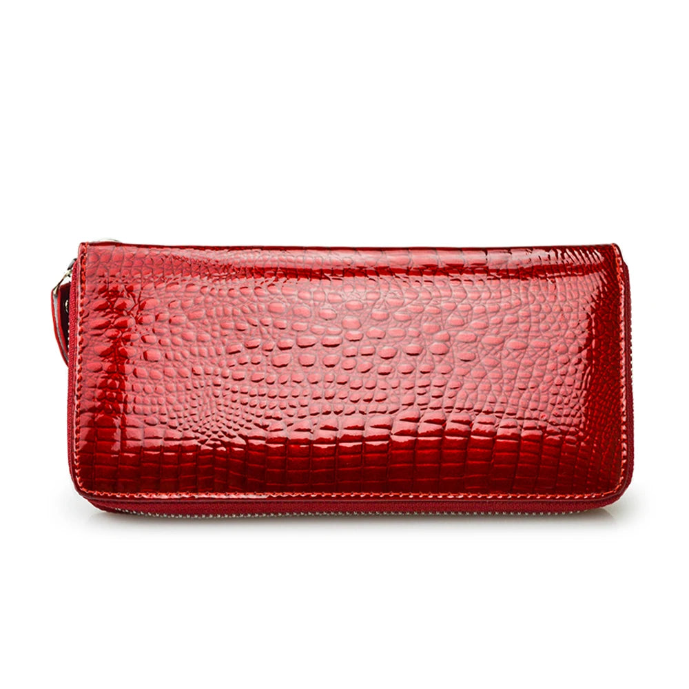 HH Genuine Leather Women Wallets Luxury Brand High Quality Fashion Girls Purse Card Holder New Design Long Wristlet Clutch