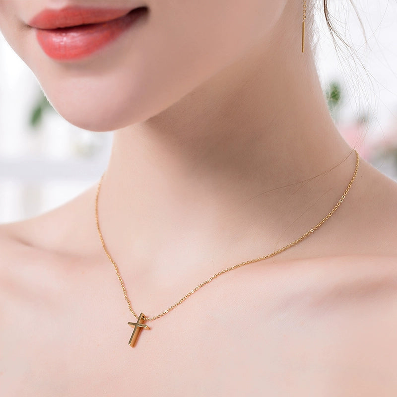 Instagram Minimalist Titanium Steel Necklace Women's Cross Pendant
