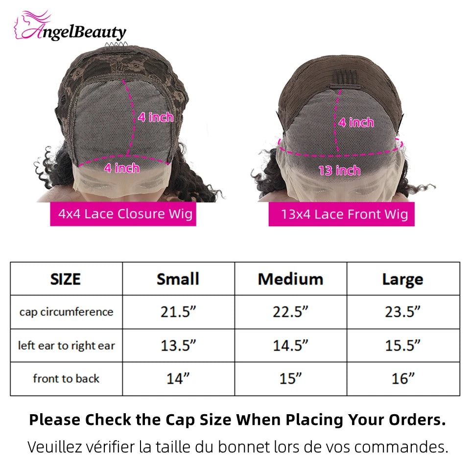 Peluca de cabello humano peruano de 21,5 pulgadas con encaje frontal, tamaño pequeño, 13x4, con ondas profundas, para mujeres negras, 4x4, con cierre de encaje rizado, Remy