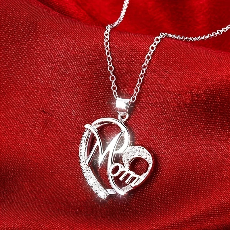 1pc Fashion Cute Jewelry Heart Mom Necklace Pendant Necklace For Men, Women ,Mom,Mother's Day Christmas Birthday Gifts