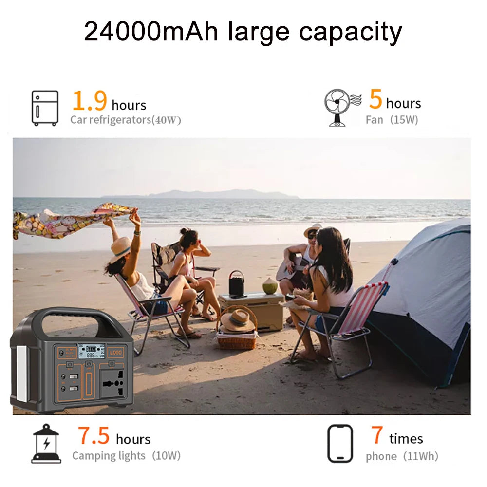 100W Portable Power Station 220V/110V Solar Generator Outdoor Emergency Mobile Power Bank 24000mAh For Camping