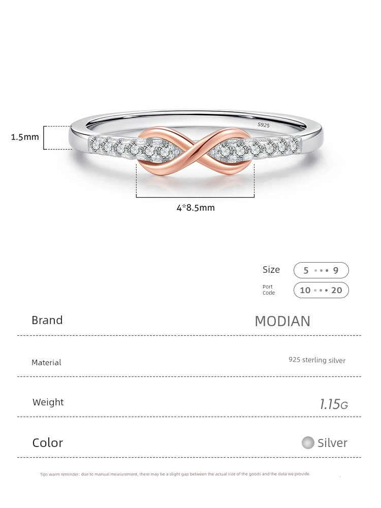 Modian Sterling Silver Color Separation Women's Niche Ring