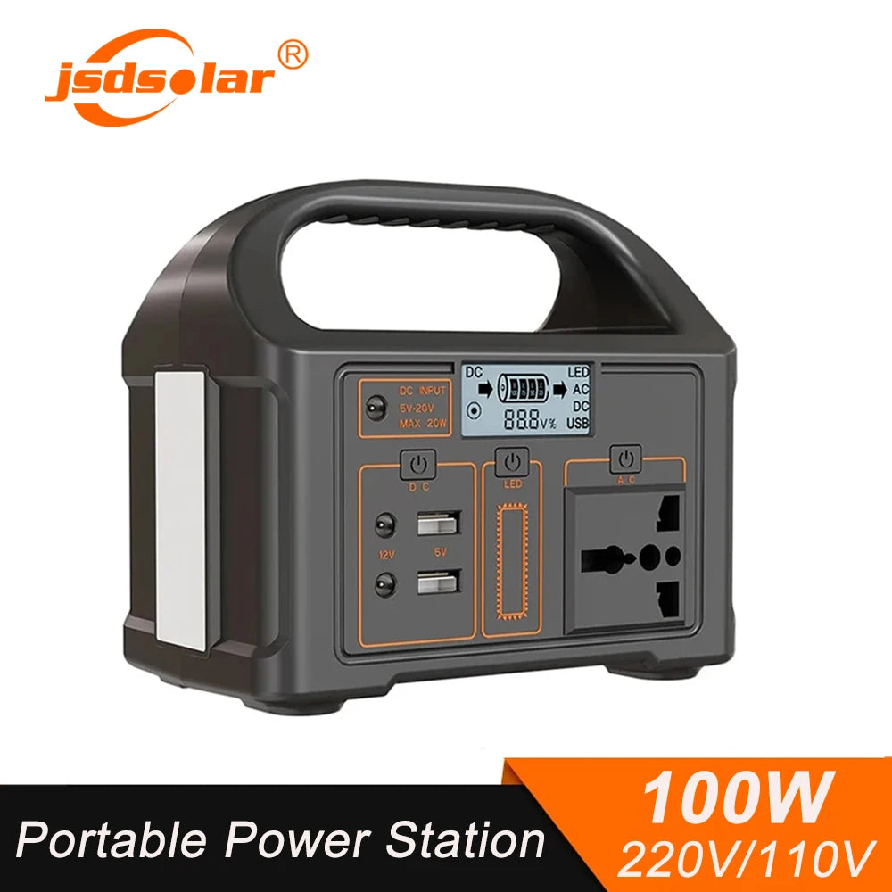 100W Portable Power Station 220V/110V Solar Generator Outdoor Emergency Mobile Power Bank 24000mAh For Camping