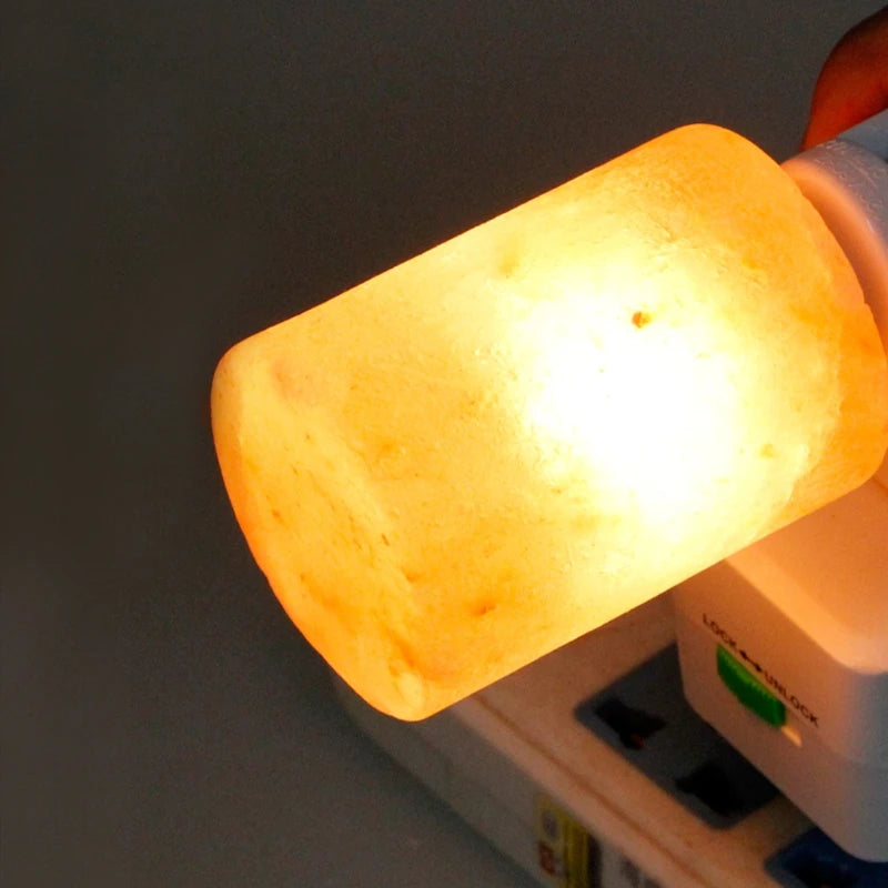 15W Rotatable Cylinder Himalayan Salt Lamp Air Purifier Crystal Salt Rock for Bedroom Bedside Atmosphere Light
