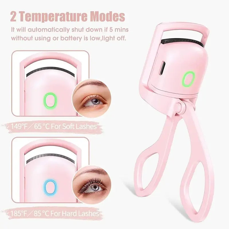 "USB Rechargeable Electric Eyelash Curler - Fast Heating & Long-Lasting Curls"