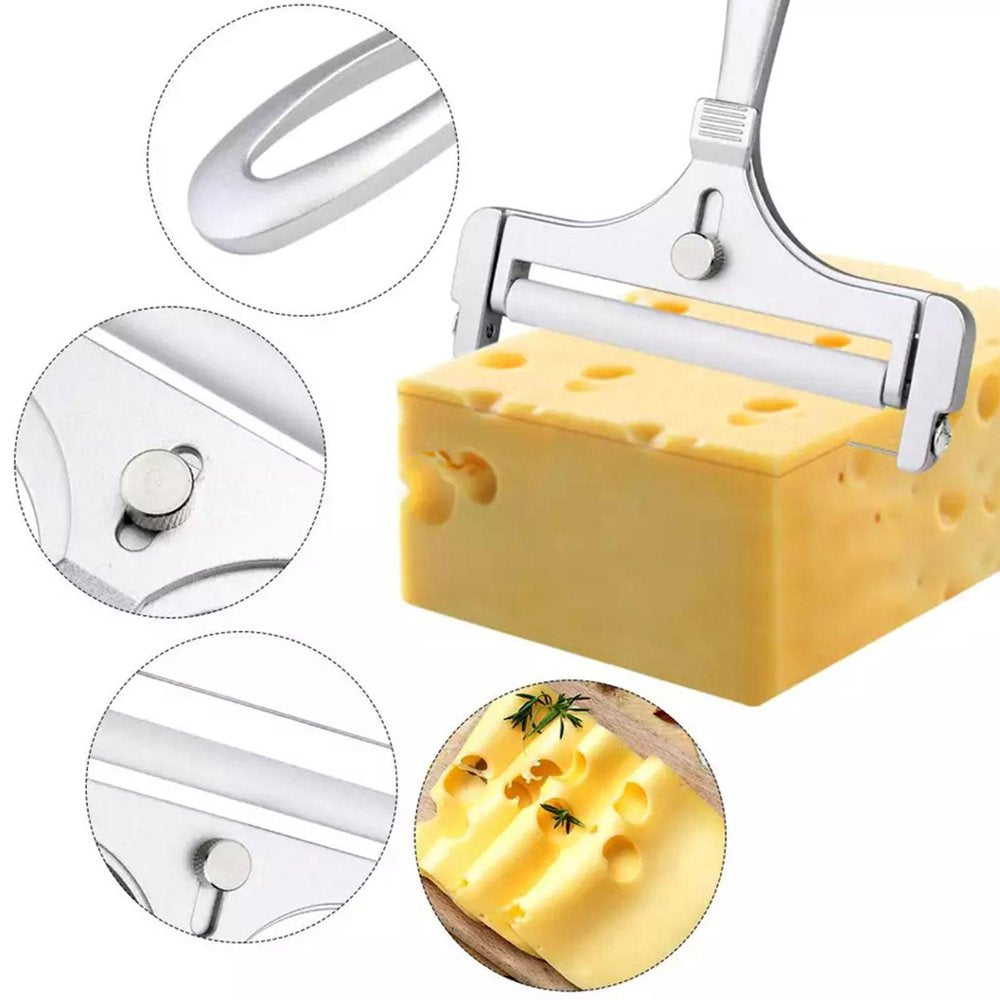 Stainless Steel Cheese Slicer, Adjustable Thickness Wire Cheese Cutter Perfectly for Kitchen Cooking