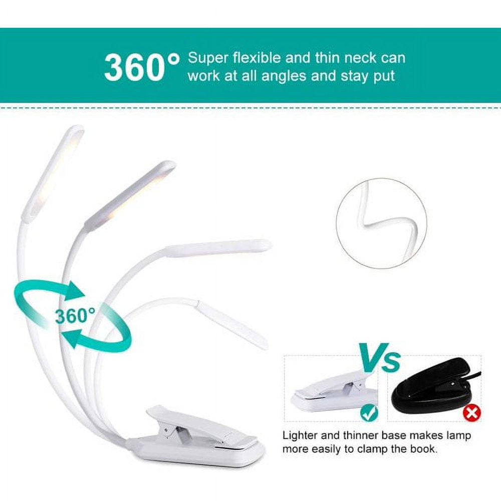 Eye-Caring 9 LED Clip-On Book Light for Reading in Bed, Light with 5 Brightness X4 4 Warm Yellow