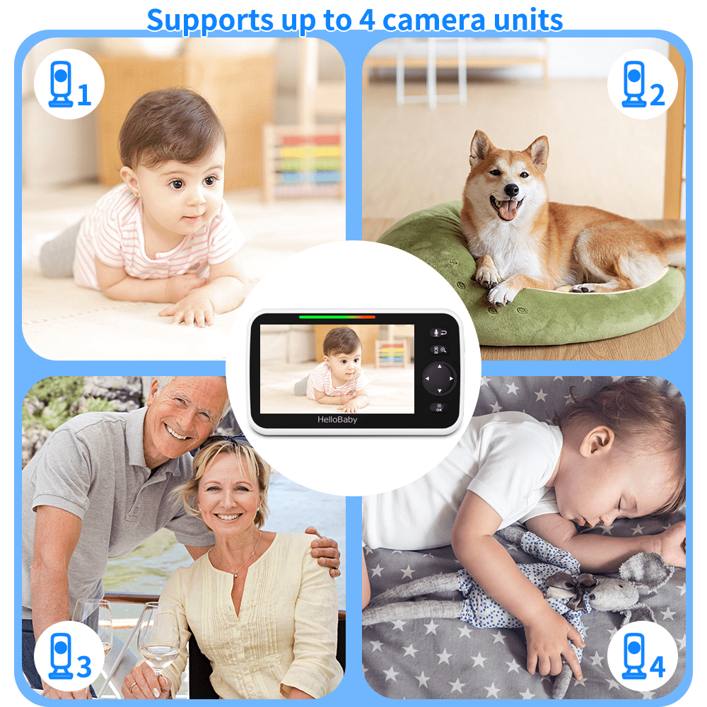 Video Baby Monitor with Camera and Audio, 5" Color LCD Screen, Monitor Camera, Infrared Night Vision, Temperature Display, Lullaby, Two Way Audio and VOX Mode 5 Inches