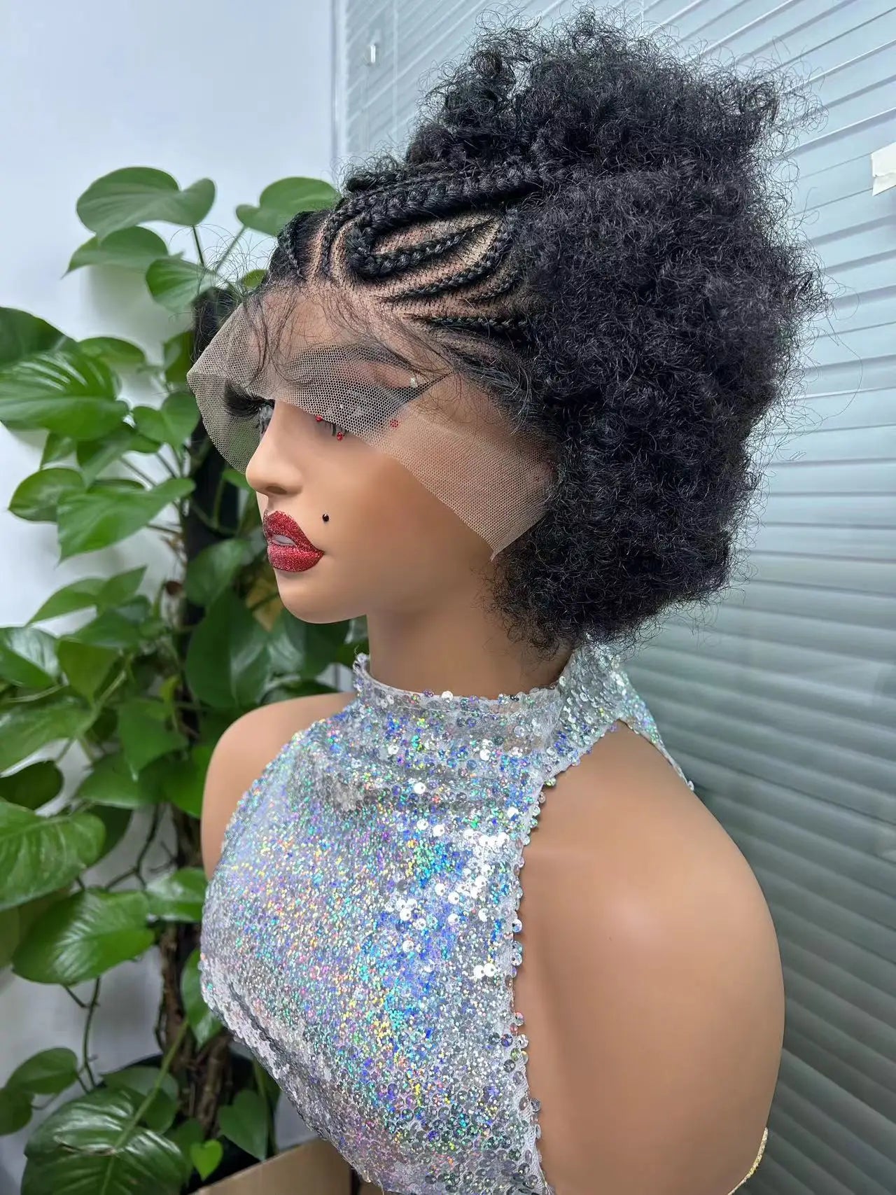 Braided Wigs Synthetic Lace Front Wig Braiding Hair Wigs With Buns For Black Women Wig Afro Kinky Curly Hair Wigs Daily Use