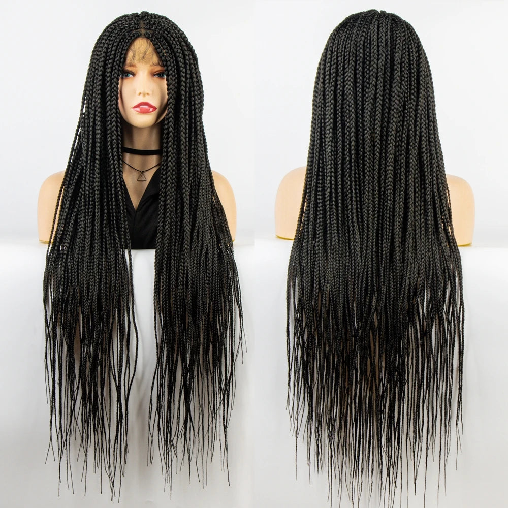 Synthetic Full Lace Wig Braided Wigs For Black Women Crochet Box Wig Braid 36 Inches Braiding Hair Knotless Box Braids Wigs