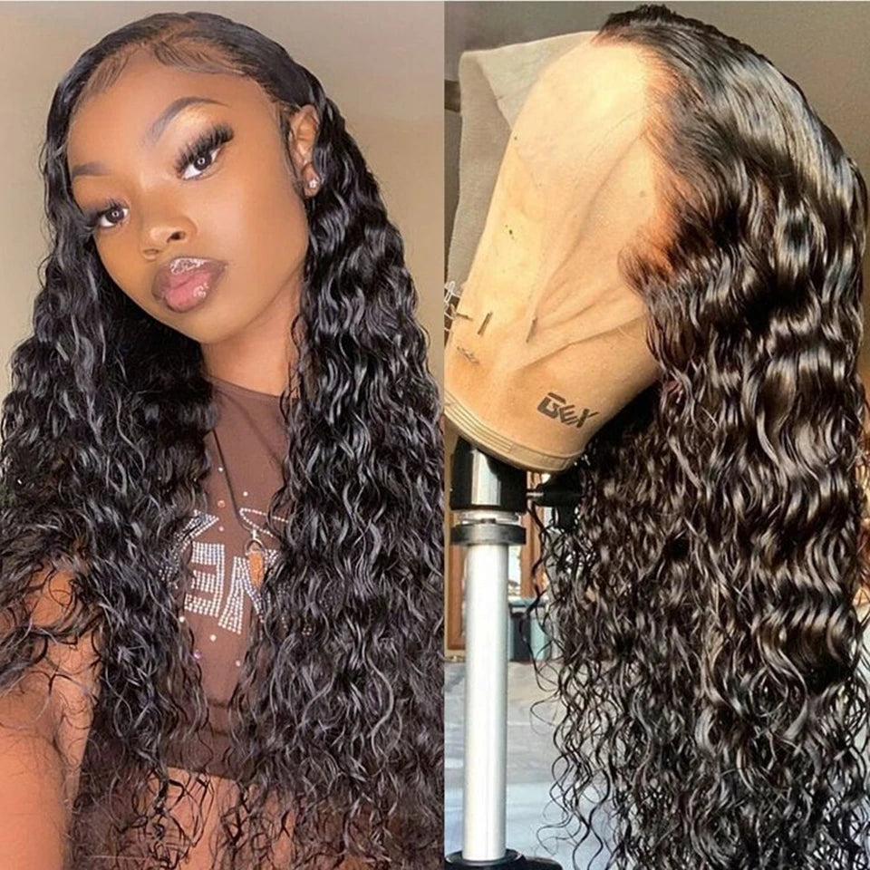 21.5 inch Small Size Cap Human Hair Wigs Peruvian 13x4 Deep Wave Lace Front Wig For Black Women 4x4 Curly Lace Closure Wig Remy