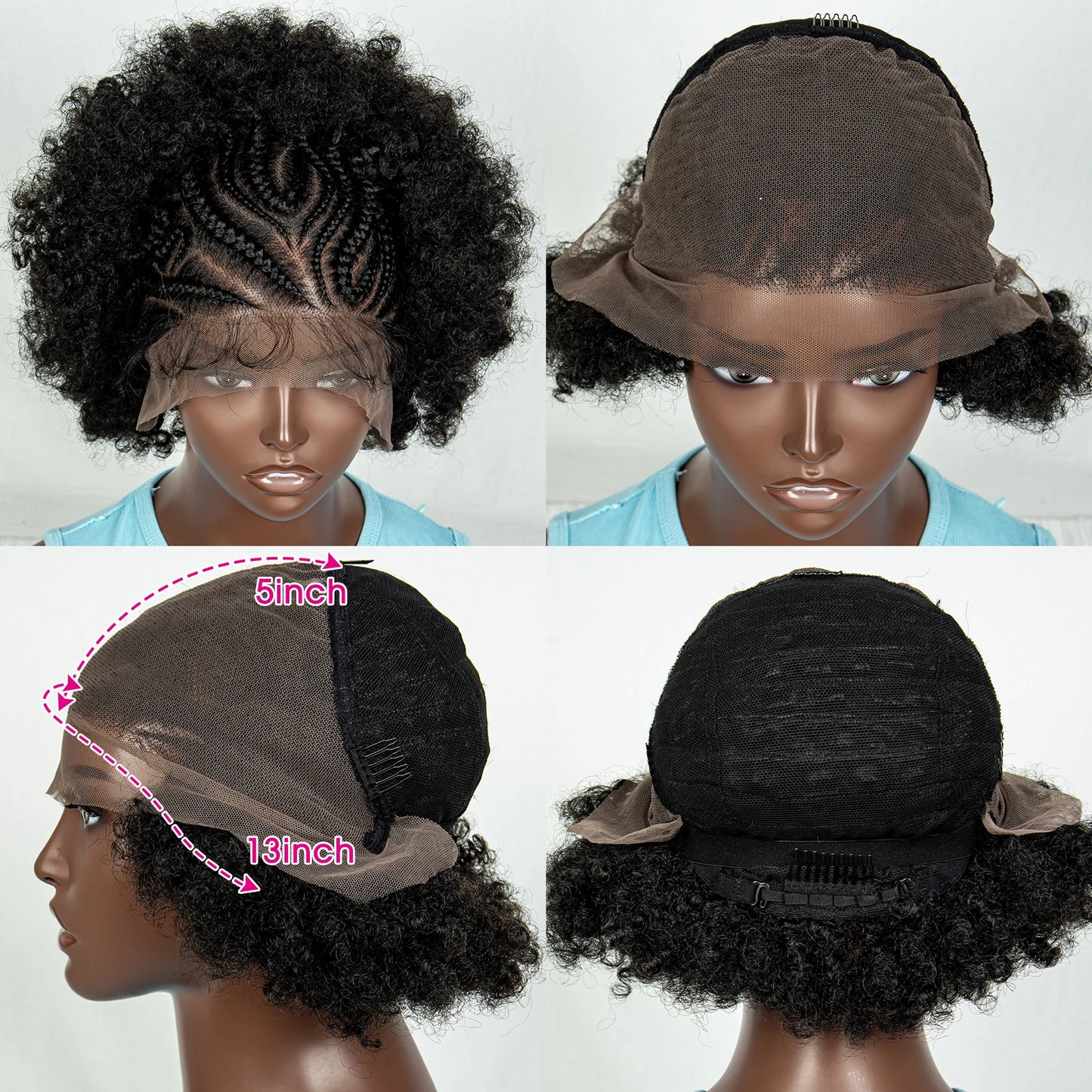 Braided Wigs Synthetic Lace Front Wig Braiding Hair Wigs With Buns For Black Women Wig Afro Kinky Curly Hair Wigs Daily Use