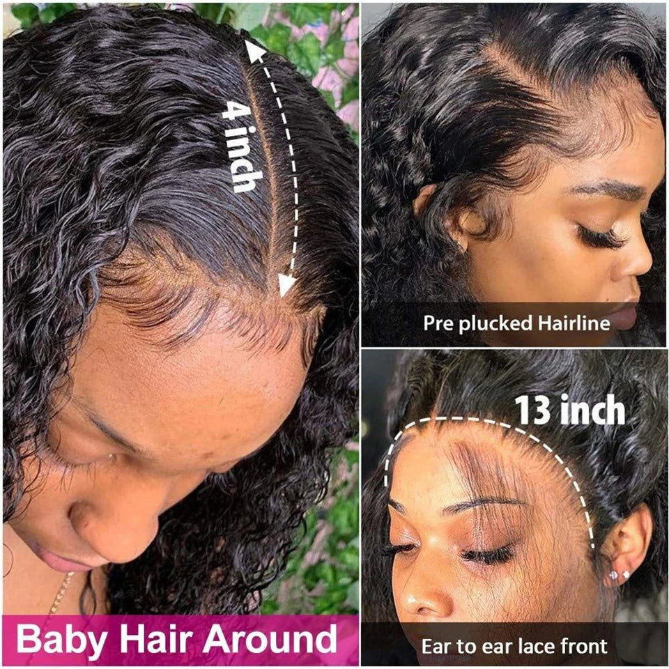 21.5 inch Small Size Cap Human Hair Wigs Peruvian 13x4 Deep Wave Lace Front Wig For Black Women 4x4 Curly Lace Closure Wig Remy