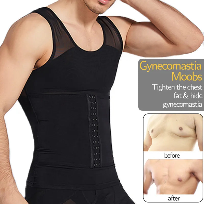 Mens Body Shaper Compression Vest Abdomen Shapewear Tummy Slimming Sheath Gynecomastia Shapers Corset Waist Trainer Fajas Tops