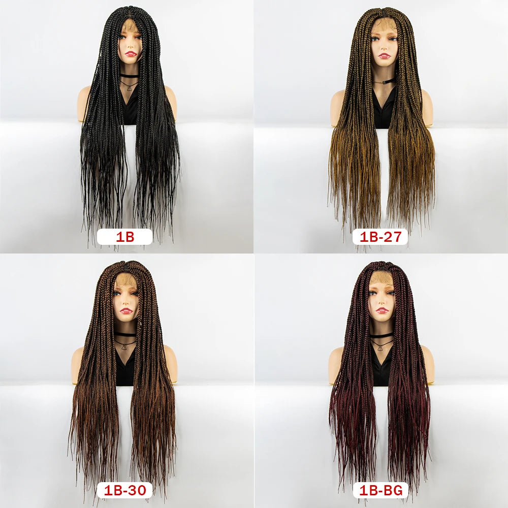 Synthetic Full Lace Wig Braided Wigs For Black Women Crochet Box Wig Braid 36 Inches Braiding Hair Knotless Box Braids Wigs