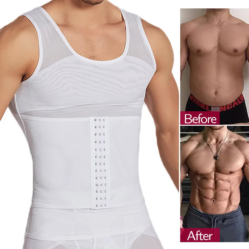 Mens Body Shaper Compression Vest Abdomen Shapewear Tummy Slimming Sheath Gynecomastia Shapers Corset Waist Trainer Fajas Tops