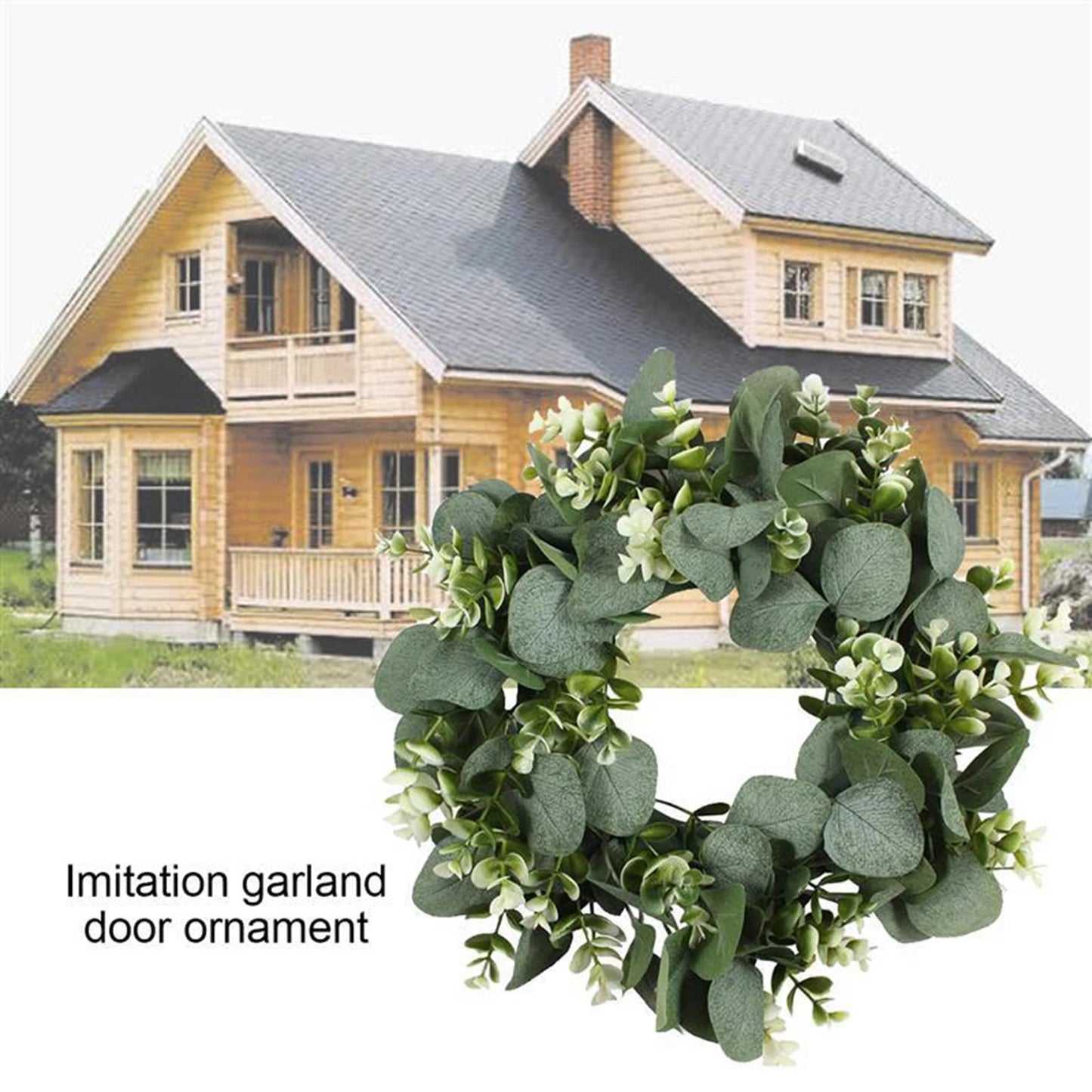 Green Wreath Artificial Eucalyptus Leaves Holiday Festival Door Hanging Garland Party Door Wall Hanging Decoration 30cm Dia