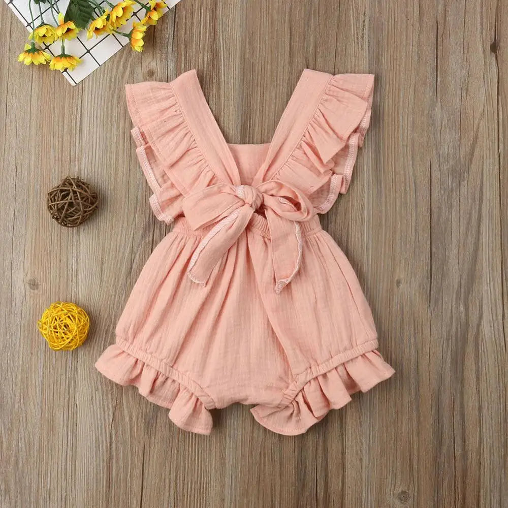 6 Colors Newborn Infant Toddler Clothes Baby Girl Rompers Ruffle Solid Jumpsuit Outfits Sunsuit Children Kids Clothing