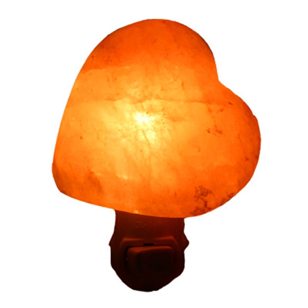 Himalayan Salt Lamp Heart Night light LED Air Purifier Crystal Salt Rock Bedside for Children's Bedroom lighting