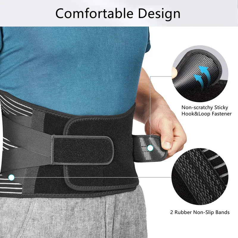 Adjustable Lower Back Brace Waist Support Belt Strap with 4 Stays Breathable Orthopedic Lumbar Belt for Herniated Disc Sciatica