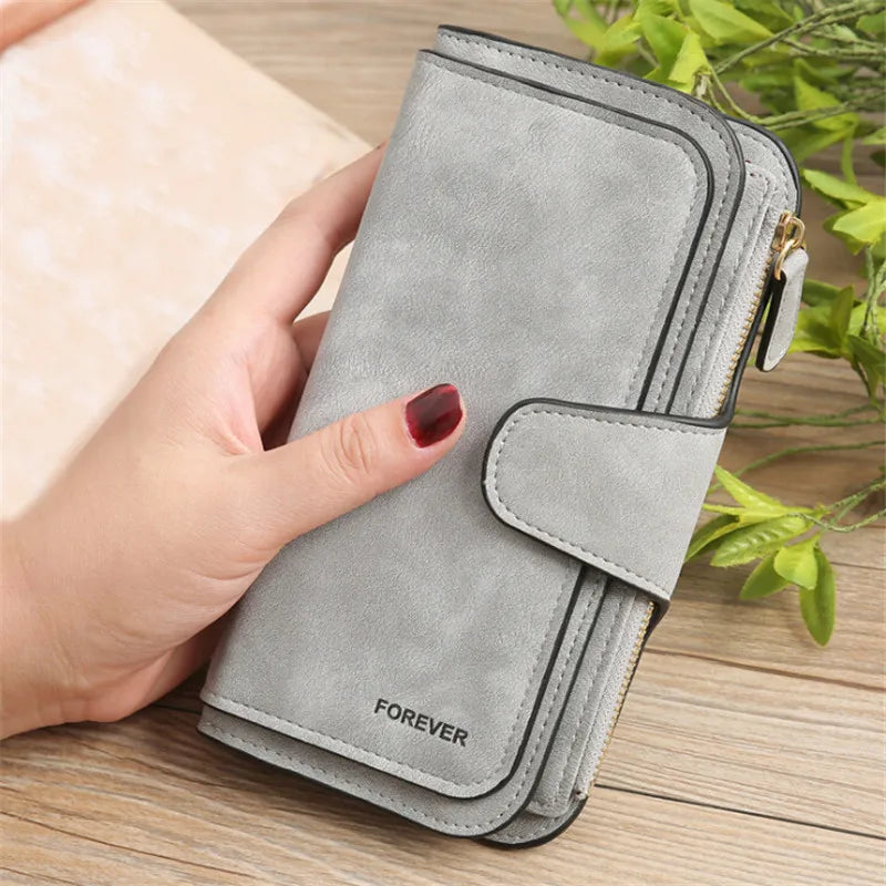 Women Scrub Leather Long Wallet High Quality Ladies Clutch Wallet Lady Purses Large Capacity Wallets Carteira Feminina 5 Choices