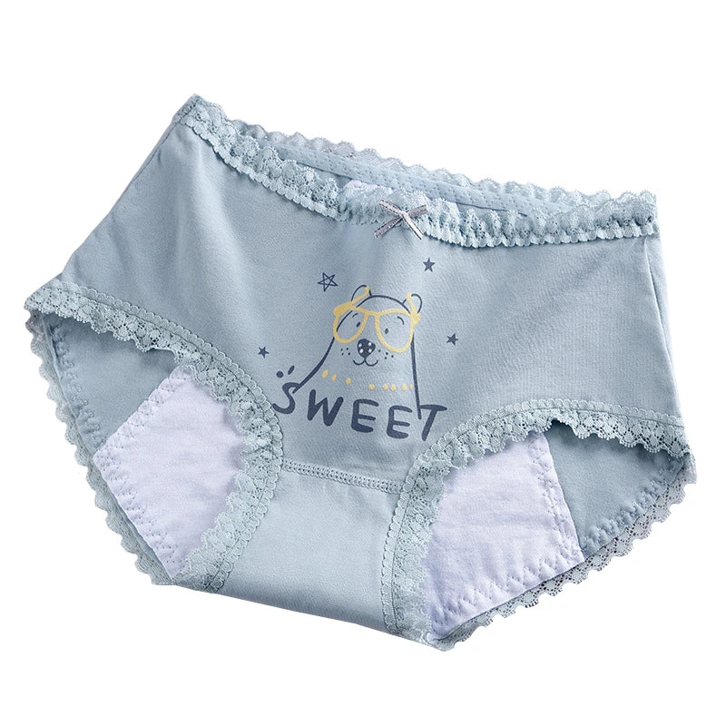 menstrual panties woman Leakproof Women's Cotton Briefs Cartoon Underpants Women Physiological period underwear for monthly