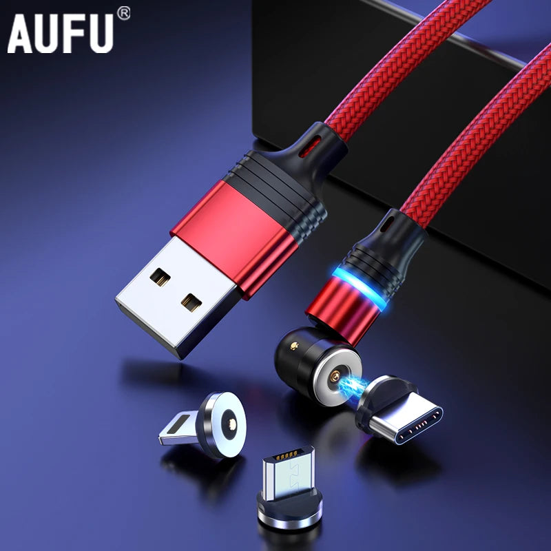 AUFU Magnetic Charging Cable 3m 2m for iPhone Magnet USB C Cable For huawei p30 pro redmi Micro Android Mobile Usb Cord 1M