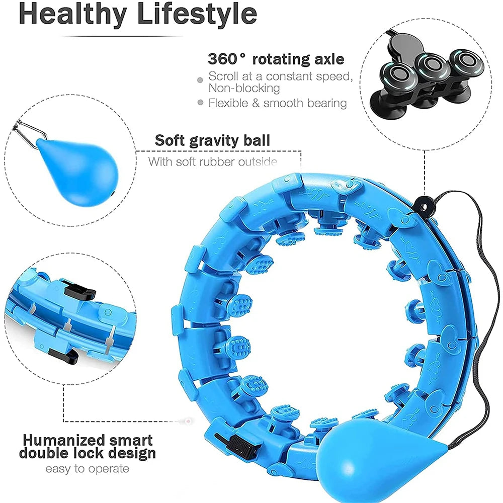 24 Section Smart Weighted Sport Hoops Abdominal Thin Waist Exercise Detachable Hoop Massage Fitness Circles Training Weight Loss