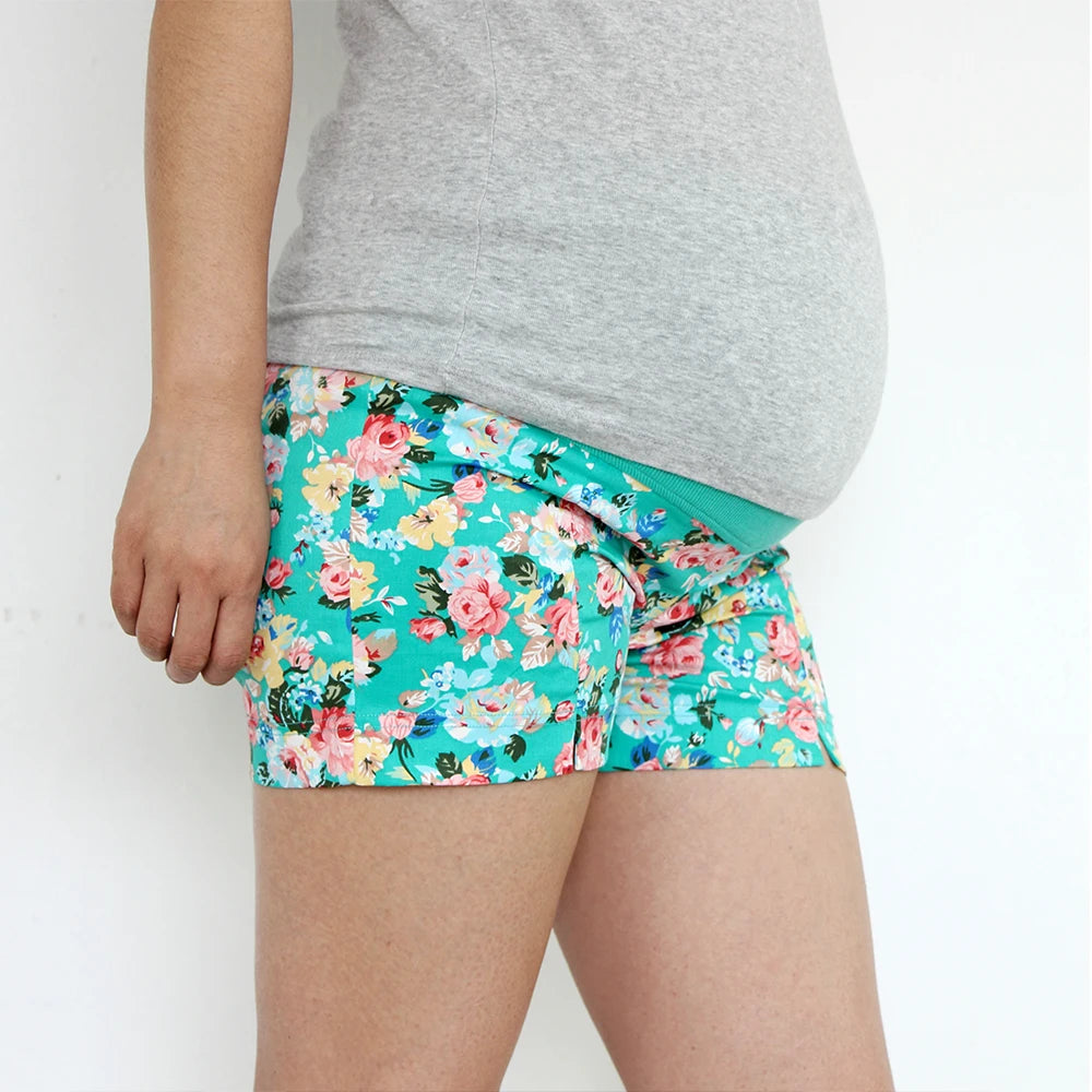 [Wheat Turtle] 2023 Summer Flower Shorts For Maternity Ultra Thin Hot Pants  Pregnant Women Chic Short Trousers of Pregnancy