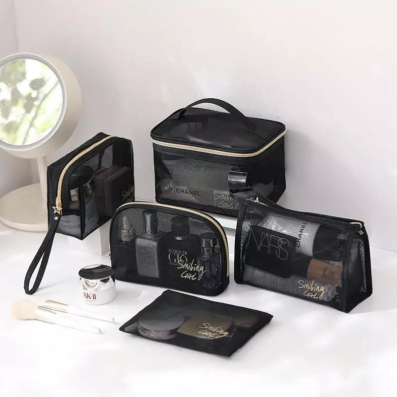 1PC Black Women Men Necessary Cosmetic Bag Transparent Travel Organizer Fashion Small Large Black Toiletry Bags Makeup Pouch