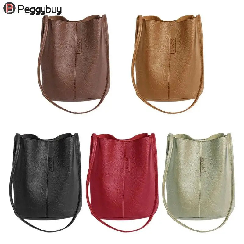 Women Fashion New Shoulder Bags Vintage Women Shoulder Crossbody Bag Leather Bucket Totes bolsa feminina Shopping Handbag