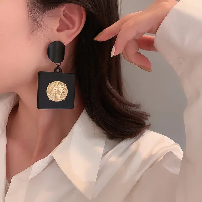 XIYANIKE Wholesale Big Black Square Drop Earrings Trend Career Earrings For Women Party Gift Fashion Jewelry New серьги