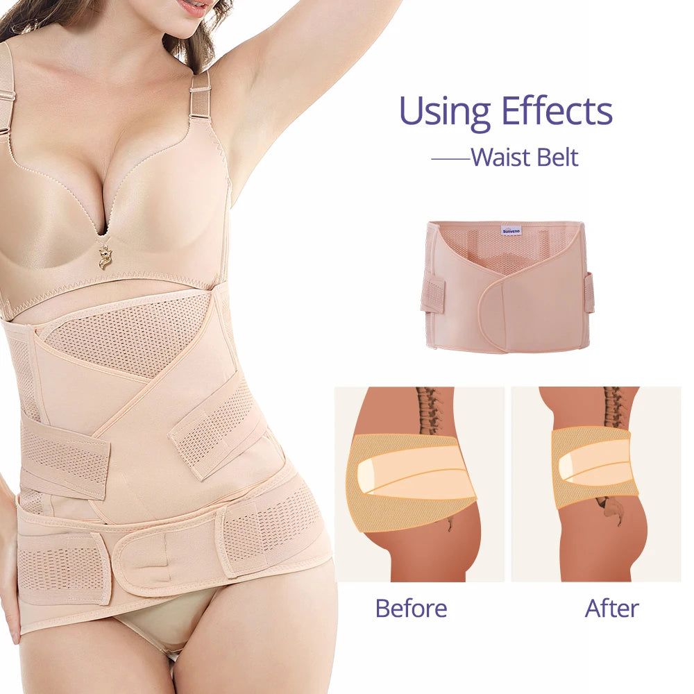 Sunveno 3in1 Belly/Abdomen/Pelvis Postpartum Belt Body Recovery Shapewear Waist Cincher Belly Bands Pregnancy Maternity Clothing