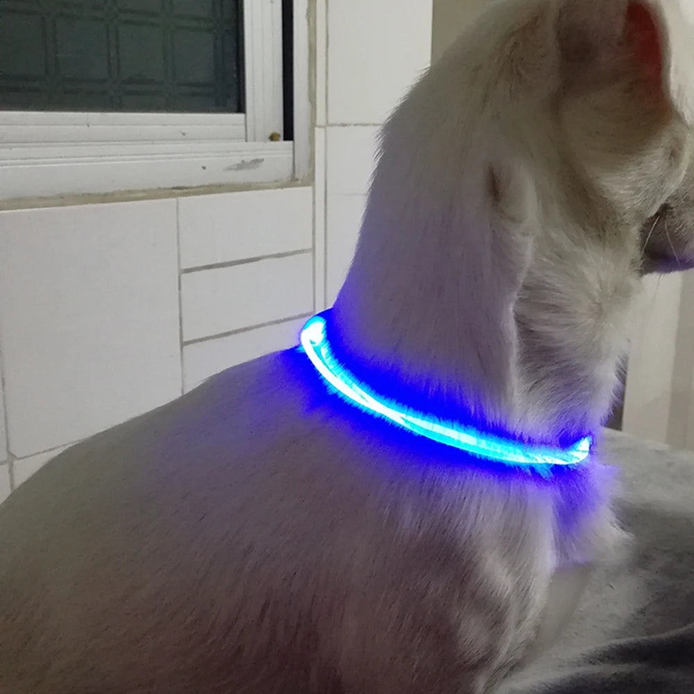 Adjustable LED Pet Collar Luminous Pet Safety Collars Water Resistant Flashing Light Dog Collar Dog Harness Collar #W0