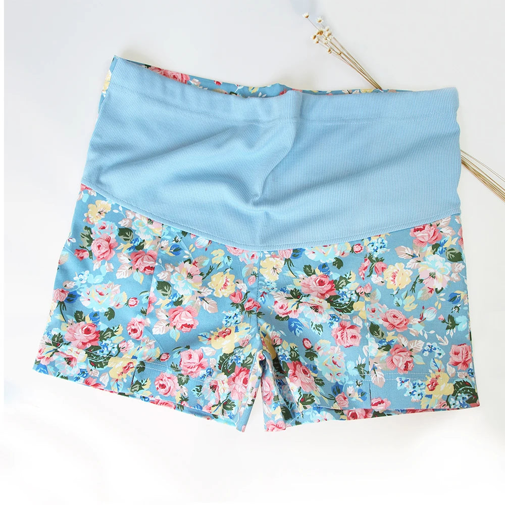 [Wheat Turtle] 2023 Summer Flower Shorts For Maternity Ultra Thin Hot Pants  Pregnant Women Chic Short Trousers of Pregnancy