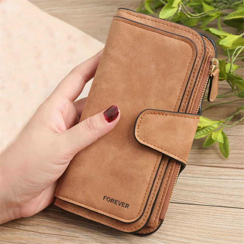 Women Scrub Leather Long Wallet High Quality Ladies Clutch Wallet Lady Purses Large Capacity Wallets Carteira Feminina 5 Choices