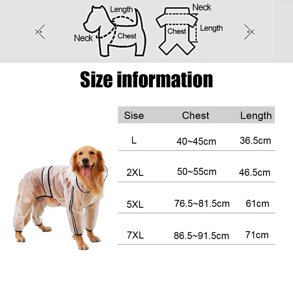 Small Large Dogs Rain Coat Pet Jacket Pet Hooded Raincoat Pet Care Waterproof Breathable