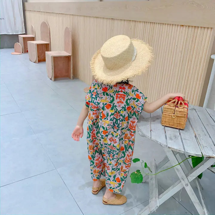 Girls Jumpsuit Clothing 2020 Summer Floral Girls Overalls Jumpsuit Casual Japanes & Korean Girls Palysuit Baby Kids Clothes