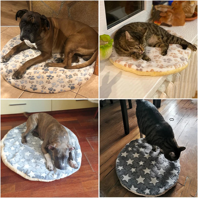 Round Dog Bed Mat Double-sided Pet Sleeping Bed For Dog Cat Washable Folding Pets Cushion Soft Warm Cat Blanket Dog Accessories