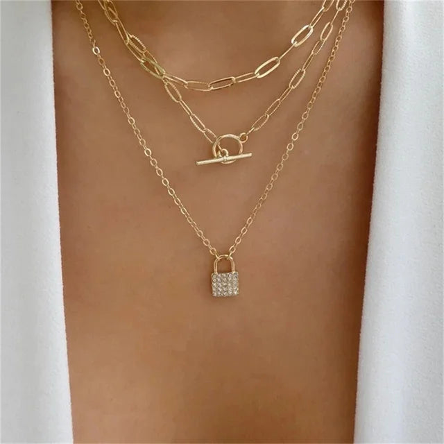 New Multi-layer Fashion Crystal Sheet Heart Pendant Necklaces For Women