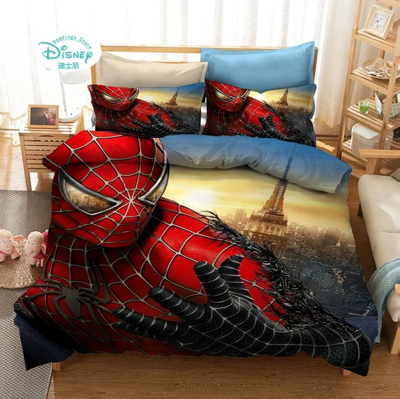 Disney Marvel Duvet Cover Sets Quilt Cover Digital Printing Cartoon Spiderman Kids Bedding Set Pillowcase Boy Adult Gift