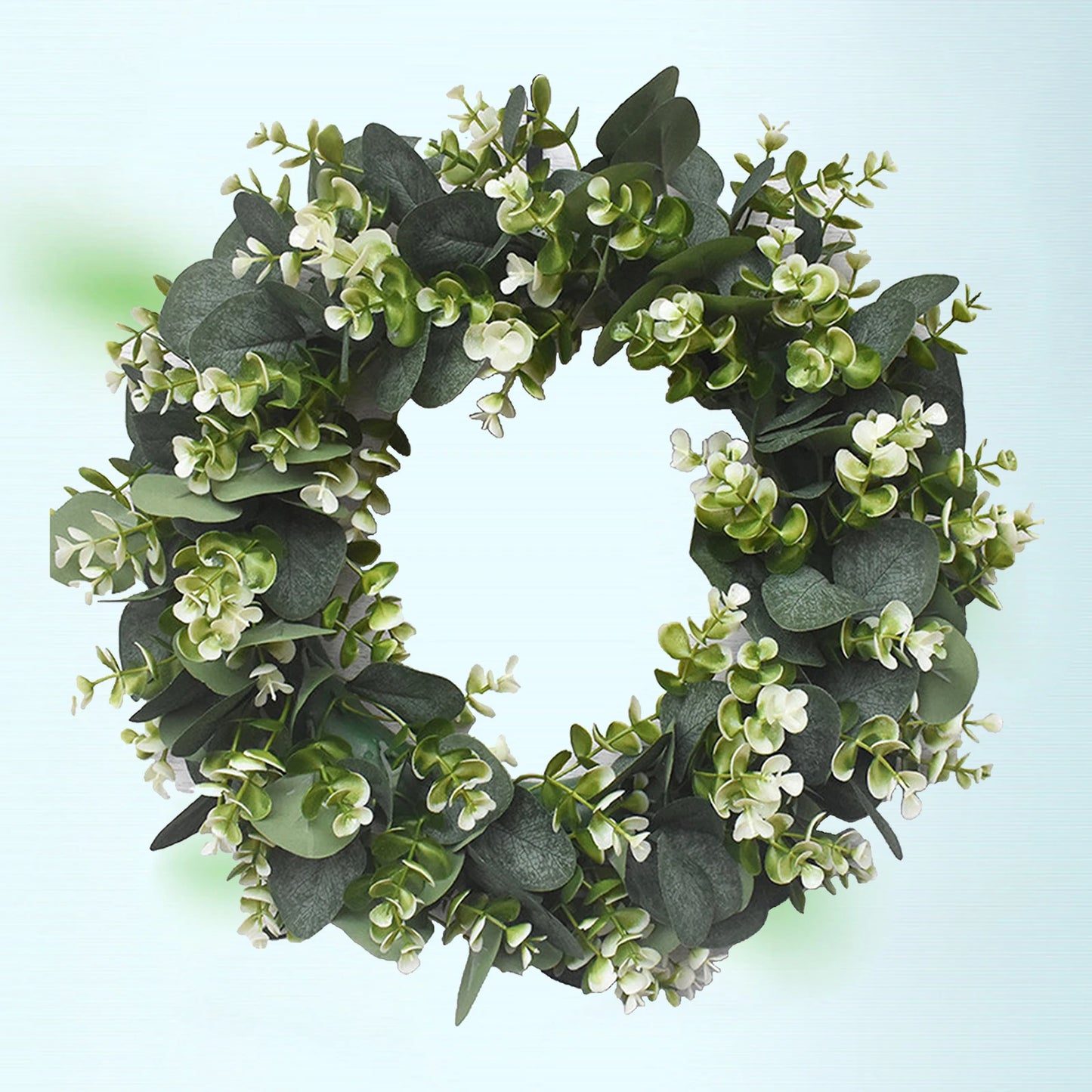 Green Wreath Artificial Eucalyptus Leaves Holiday Festival Door Hanging Garland Party Door Wall Hanging Decoration 30cm Dia