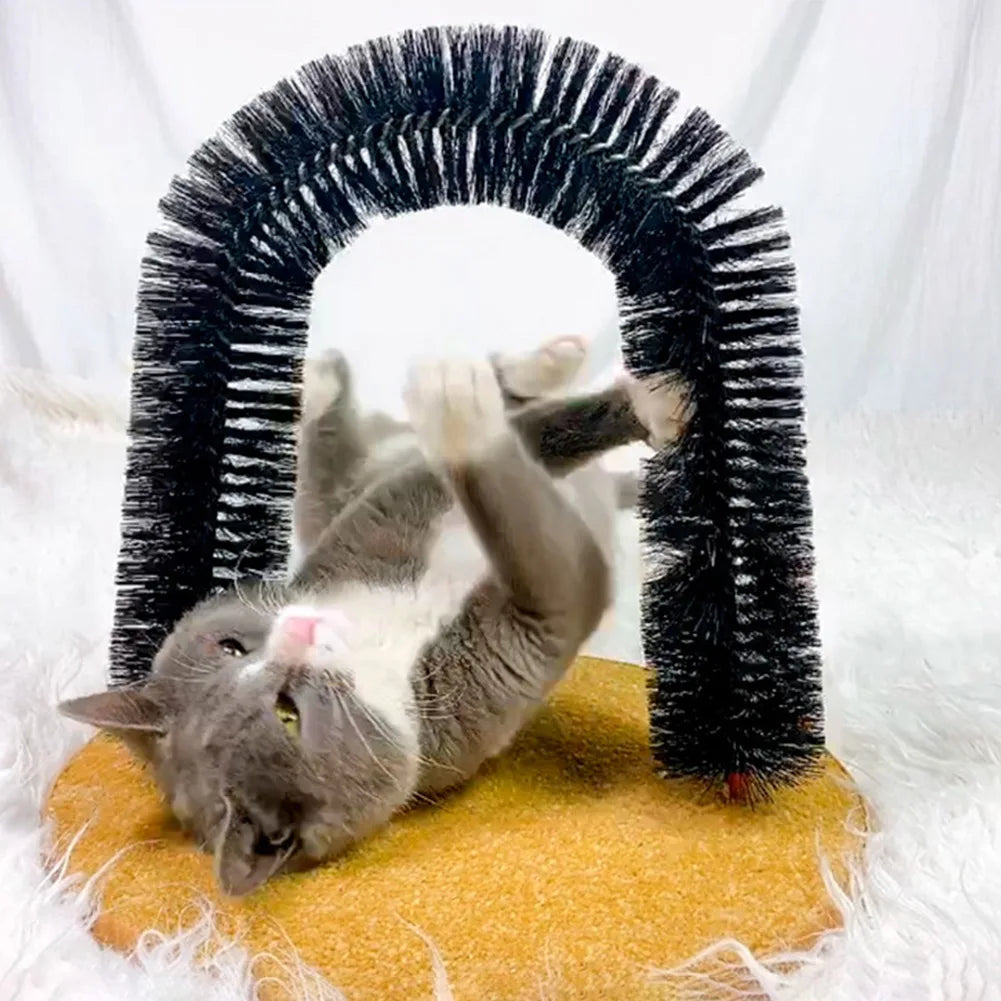 Funny Pet Massage Arch Automatic Brush Cat Toy Anti-skid Scratching Device Hair Cleaning Brush Relieve Itching Tool for Cats