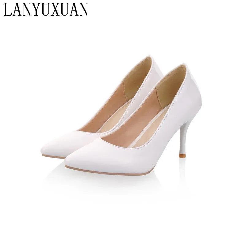 Plus Big Size 34-47 Shoes Woman 2017 New Arrival Wedding Ladies High Heel Fashion Sweet Dress Pointed Toe Women Pumps A-3