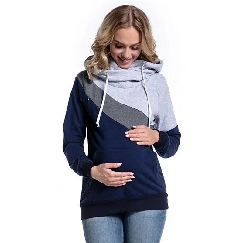 Maternity Clothes Fashion Multifunctional Mother Breastfeeding Hoodies T-shirt Stitching Breastfeeding Pregnancy Womens Clothing