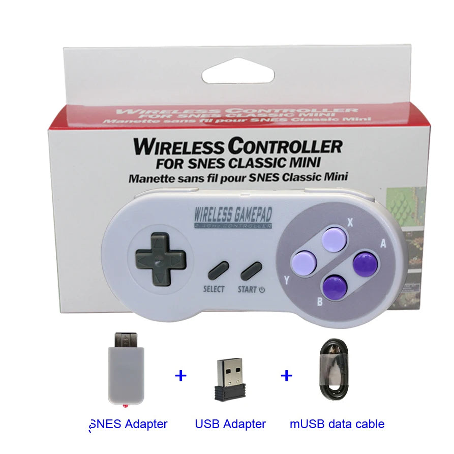 Wireless Gamepad USA Version Purple Button 2 Reciever 2.4G Joypad Joystick Controller for SNES Mini PC Windows NS Switch Phone