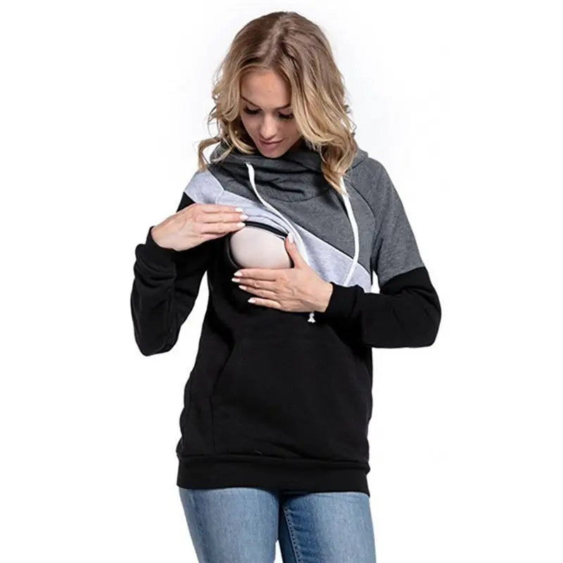 Maternity Clothes Fashion Multifunctional Mother Breastfeeding Hoodies T-shirt Stitching Breastfeeding Pregnancy Womens Clothing